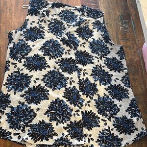 Floral Sleeveless Top - Blue and Black